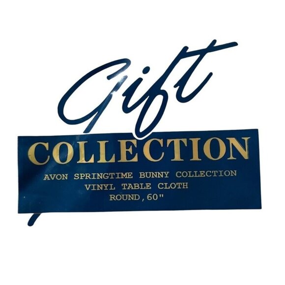 Avon Springtime Bunny Gift Collection Vinyl Tablecloth Easter Duck 60" Round Vtg - Picture 2 of 4